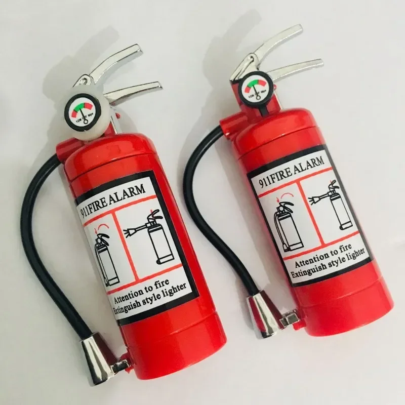 New Fire Extinguisher Torch Lighter Metal Flash Light Free Fire Butane Gas Pipe Lighter Unusual Inflated Cigar Cigarette Lighter