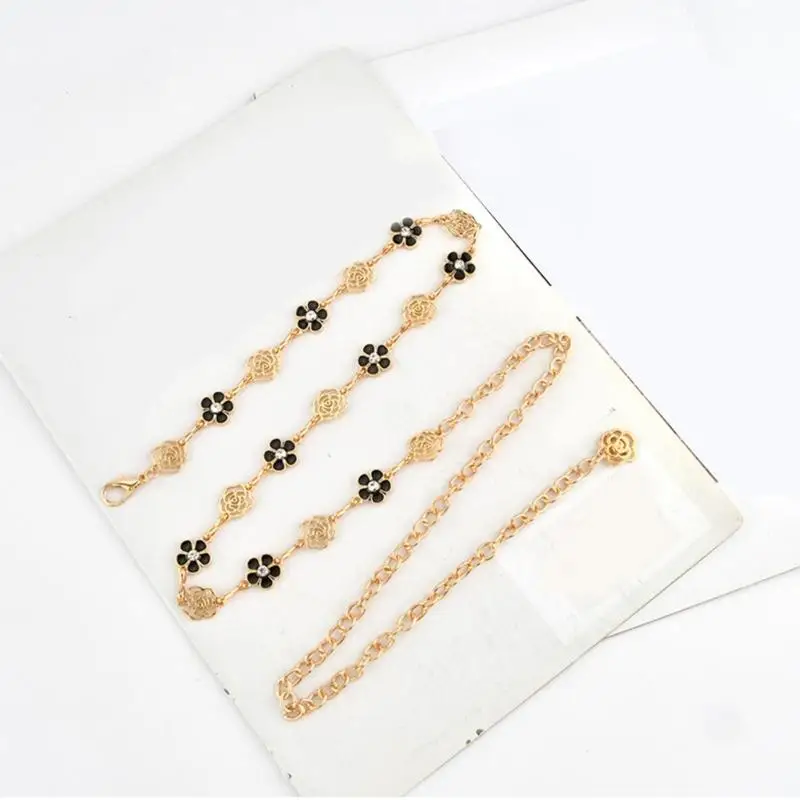 

31BB Women Elegant Flower Waist Chain Adjustable Body Jewelry Decorative Accessory