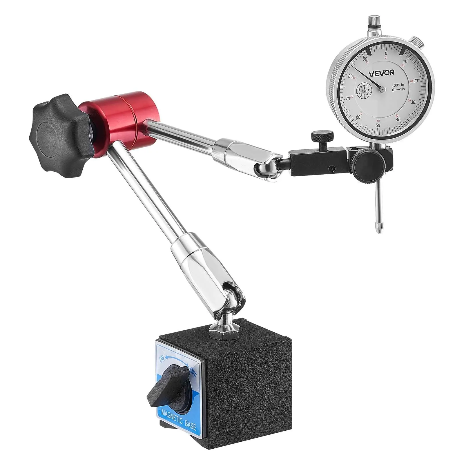 

Dial Test Indicator With Magnetic Flexible Base Stand, 0.001 Inch Accuracy, 0-1 Inch Range, Fine Adjustable Long Arm,