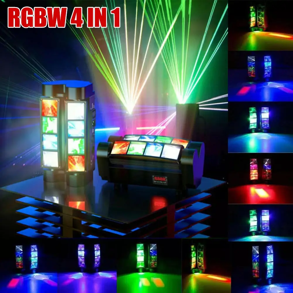 8LED Spider RGBW Stage Light LED Moving Head Beam Dj Light Application Disco Wedding Party Nightclub Lights