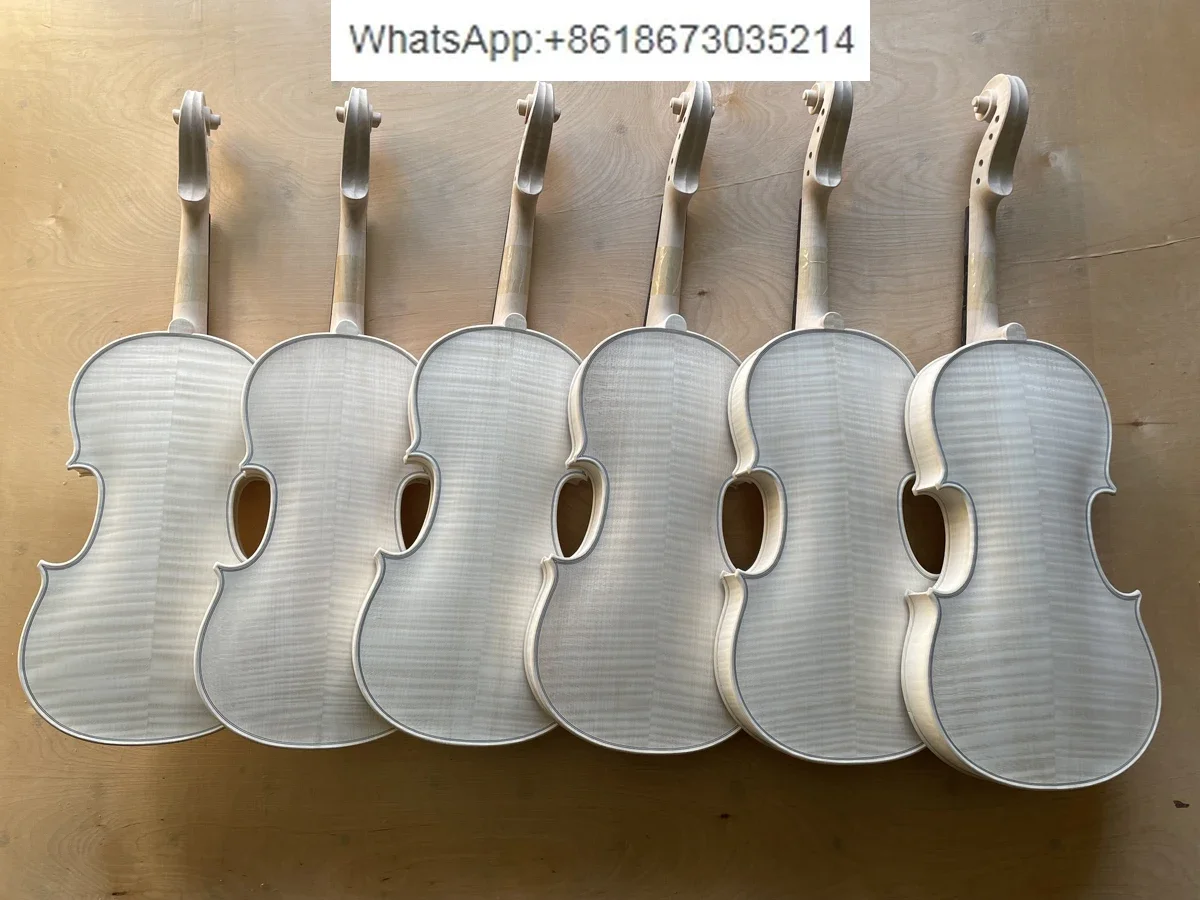 high-grade handmade violin white stubble 4/4 white billet piano, tiger pattern maple work in progress