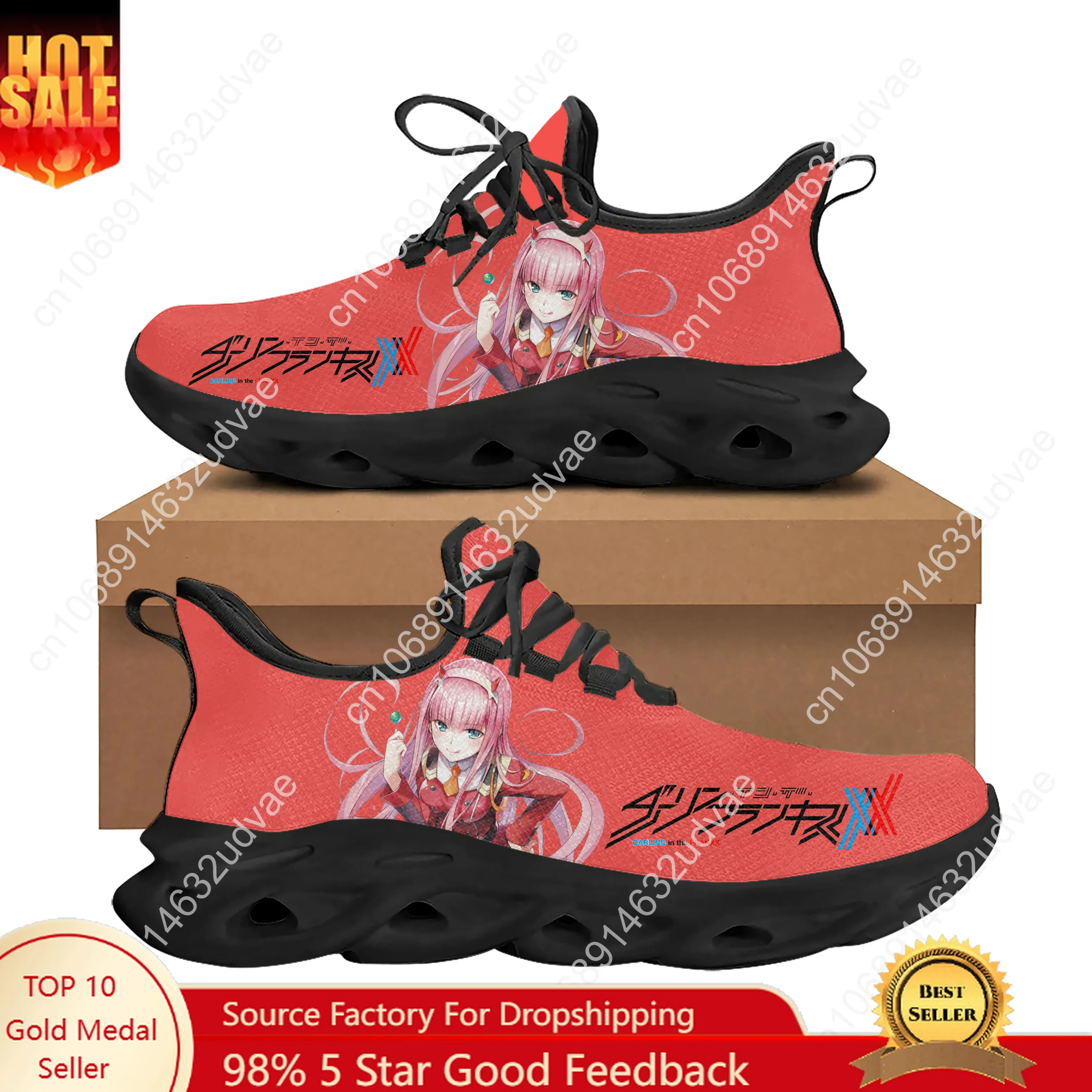 

DARLING in the FRANXX Flats Sneakers Mens Womens Teenager Sports Running Shoes High Quality Cowboy Custom Lace Up Mesh Footwear
