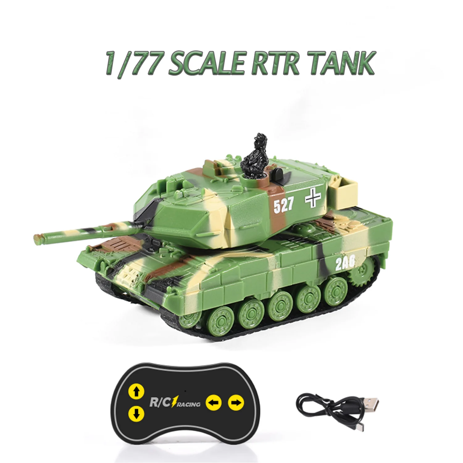 Mini giocattoli RC 2.4G RTR Carro armato Scala 1/77 German Panther WW2 Carro armati Modello 360 ° Regali radiocomandati con luce LED a rotazione per