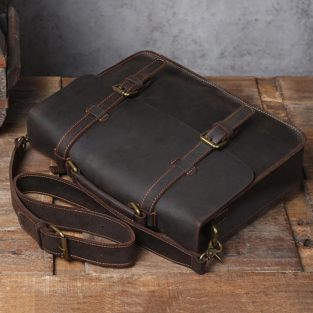 S.WORKER Echtleder-Aktentasche für Herren | Vintage Büro-Handtasche Laptop-Tasche – Detail 13