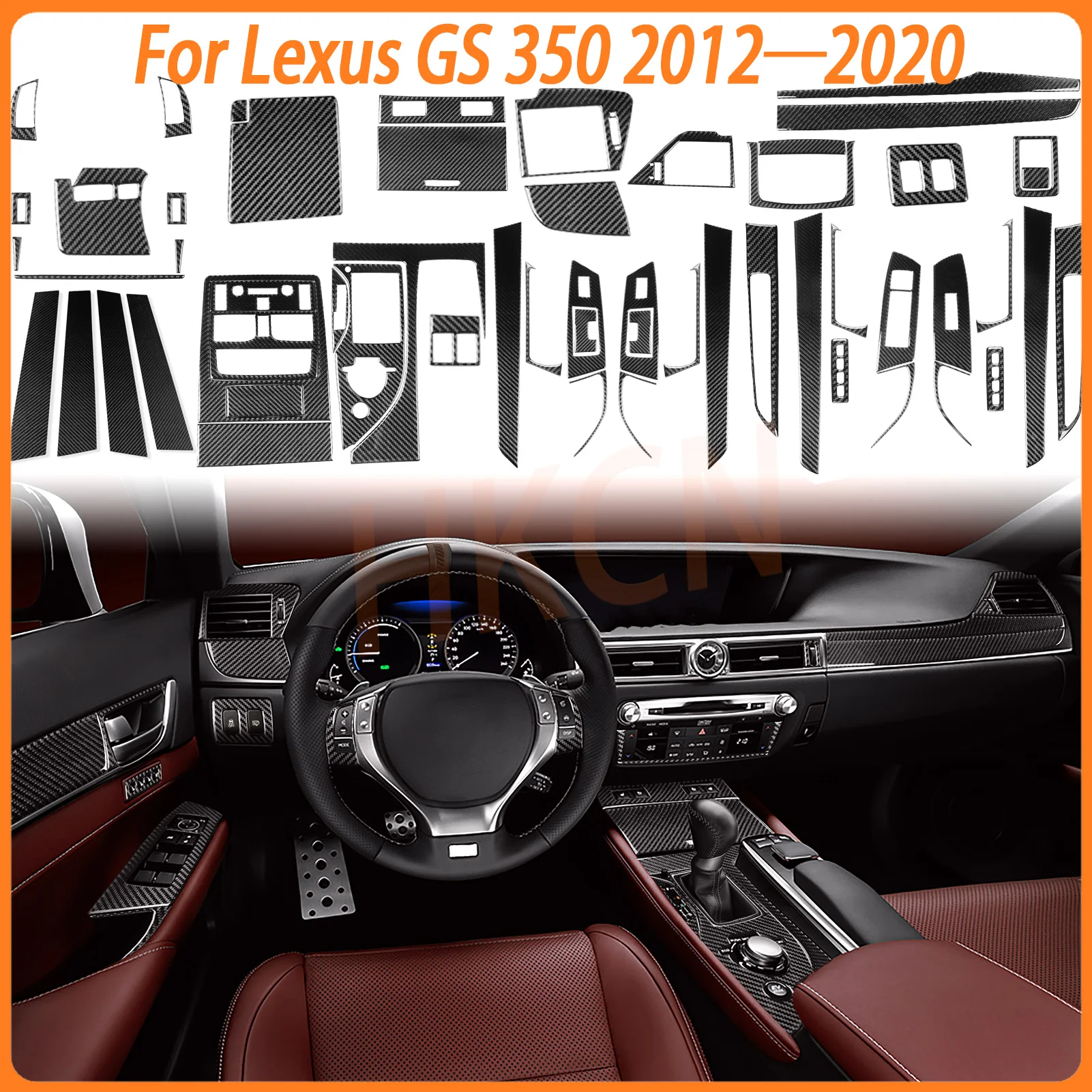 Carbon Fiber Car Interior Trim Sticker Set for Lexus GS 350 2012-2020 Includes Central Control Panel Gear Shift Panel Air Vent