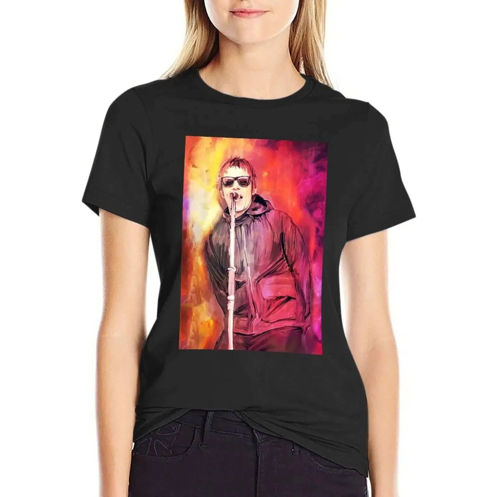 

liam gallagher classic art T-Shirt tees korean fashion female kawaii clothes western t shirts for Women