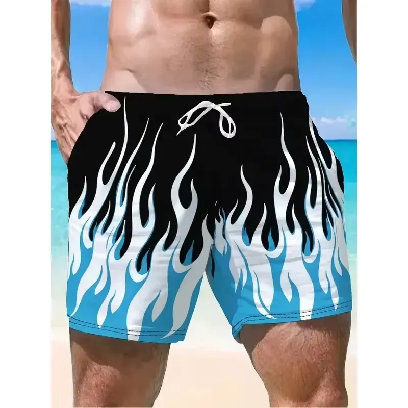 Casual Cool Shorts Men 2026 Summer Outdoor Micro Elastic Comfortable Fit Trendy Geometric Design Breathable Beach Walking