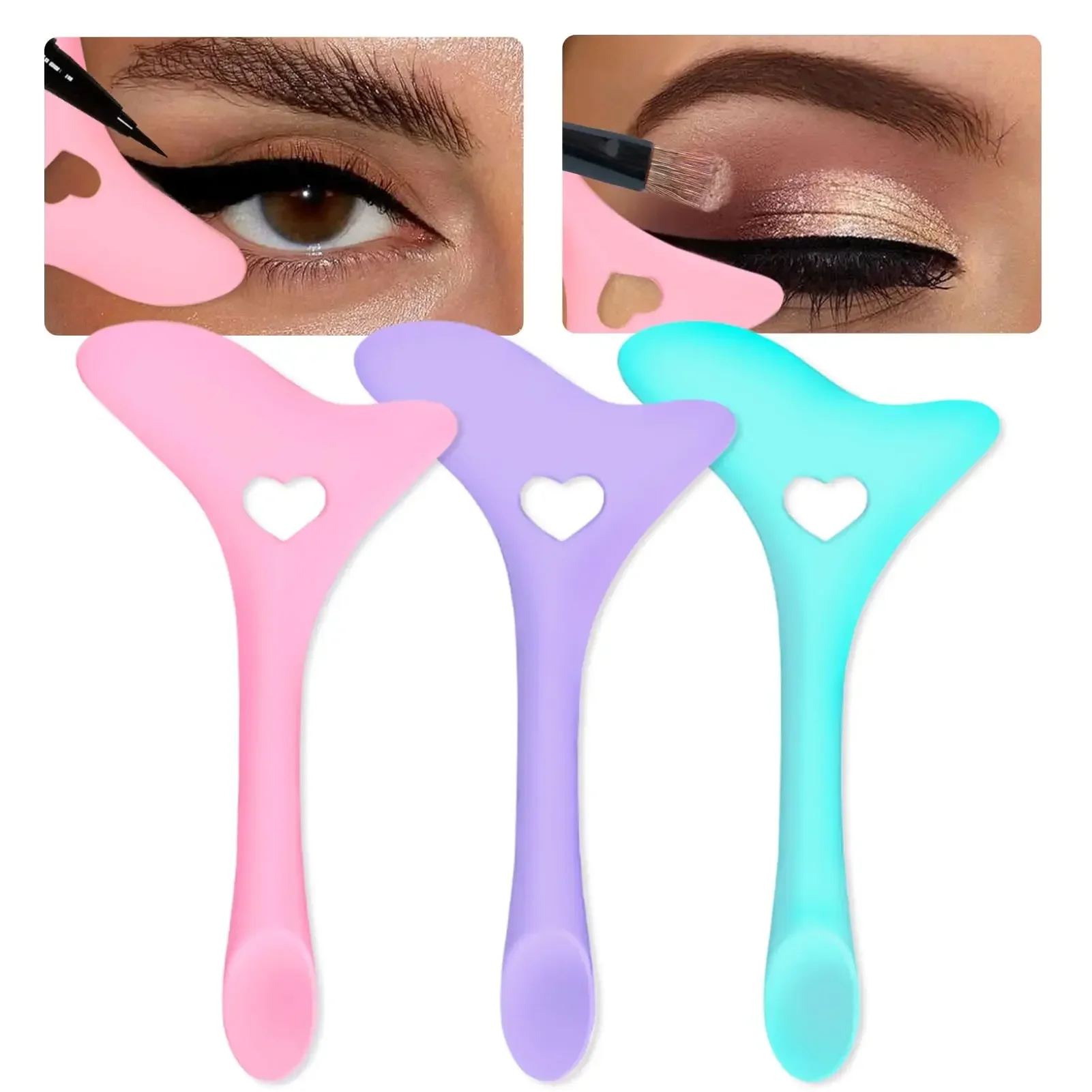 Plantillas de delineador de ojos, puntas de ala de silicona, protectores de rímel multiusos para sombra de ojos y pestañas, herramientas de maquillaje rápidas para ojos de gato