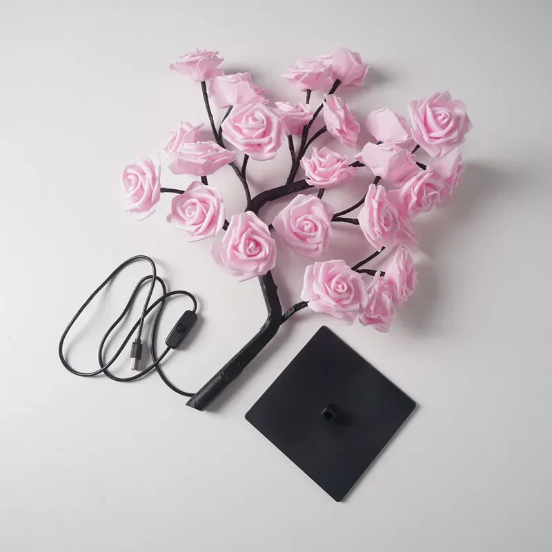 Светодиодная настольная лампа в виде розы, USB-ночник, декор для дома, светодиодные настольные светильники для вечеринок, Рождества, свадеб, декора спальни