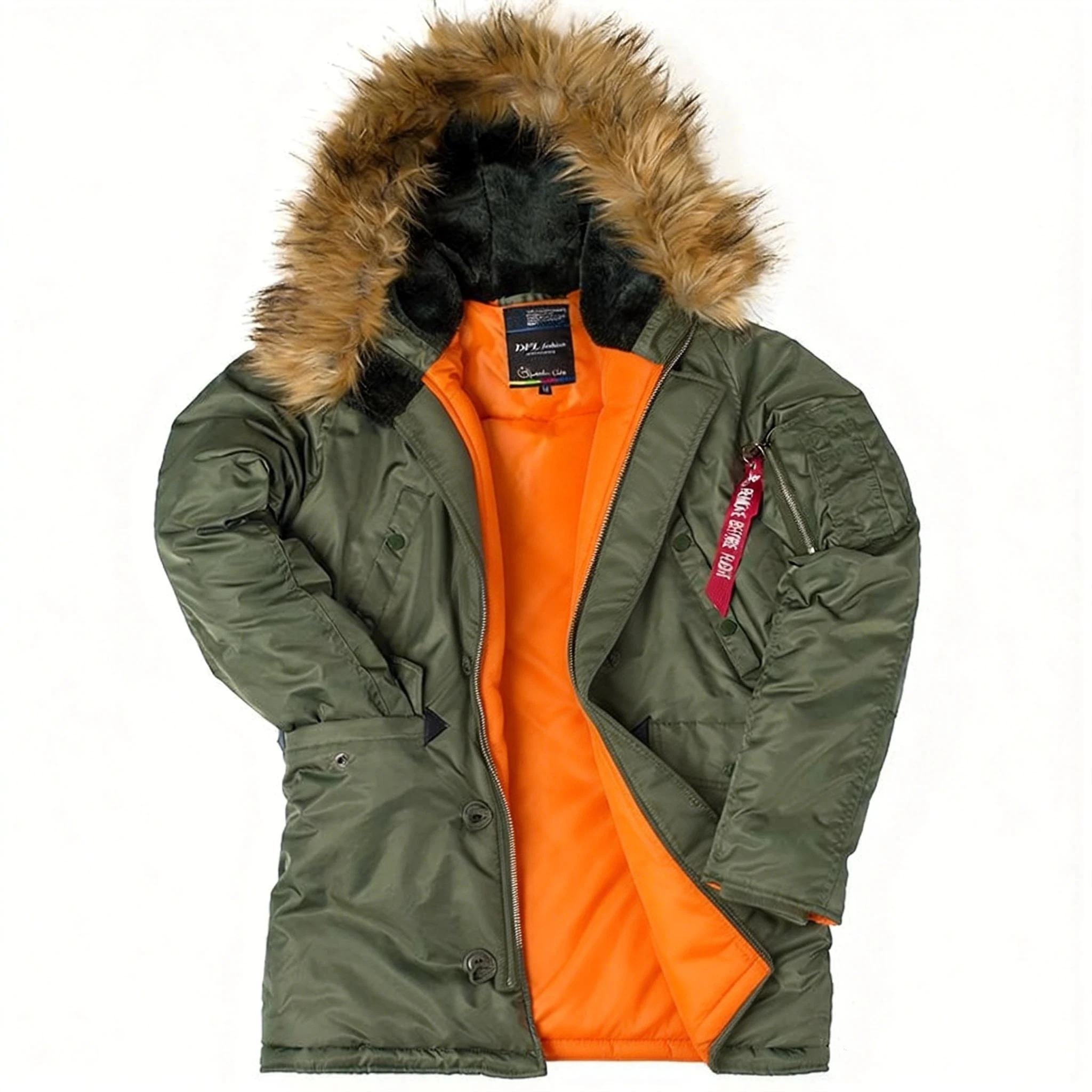 

Men's Winter Thickened Puffer Jacket Military Parka Coat with Fur Hood, Warm Windproof Long Tactical Outerwear for Cold Weather