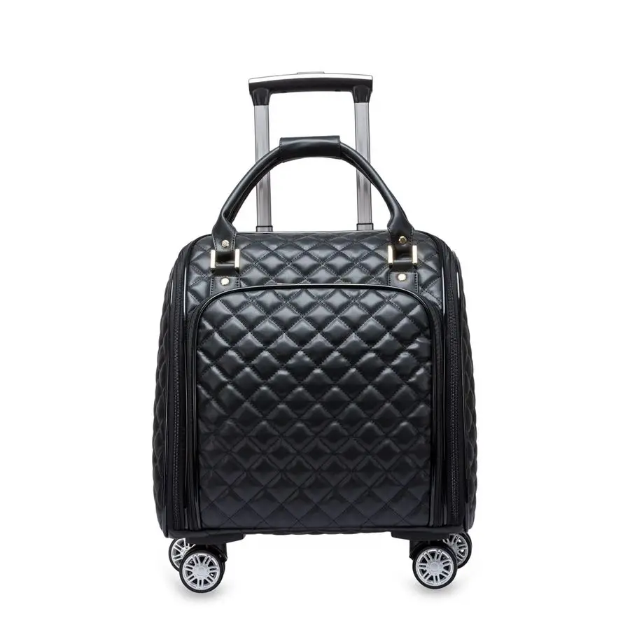 

Leather Softside Underseat Carry on Suitcases Expandable Spinner Wheels Travel Luggage