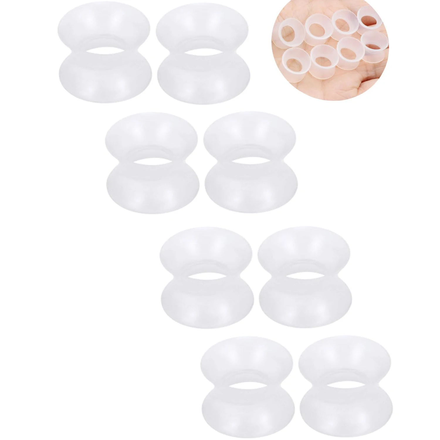 8pcs Flexible Thin Clear Silicone Double Flared Ear Gauges Tunnels Plugs Hollow Flesh Expander Stretcher Piercing Jewelry 3-38mm