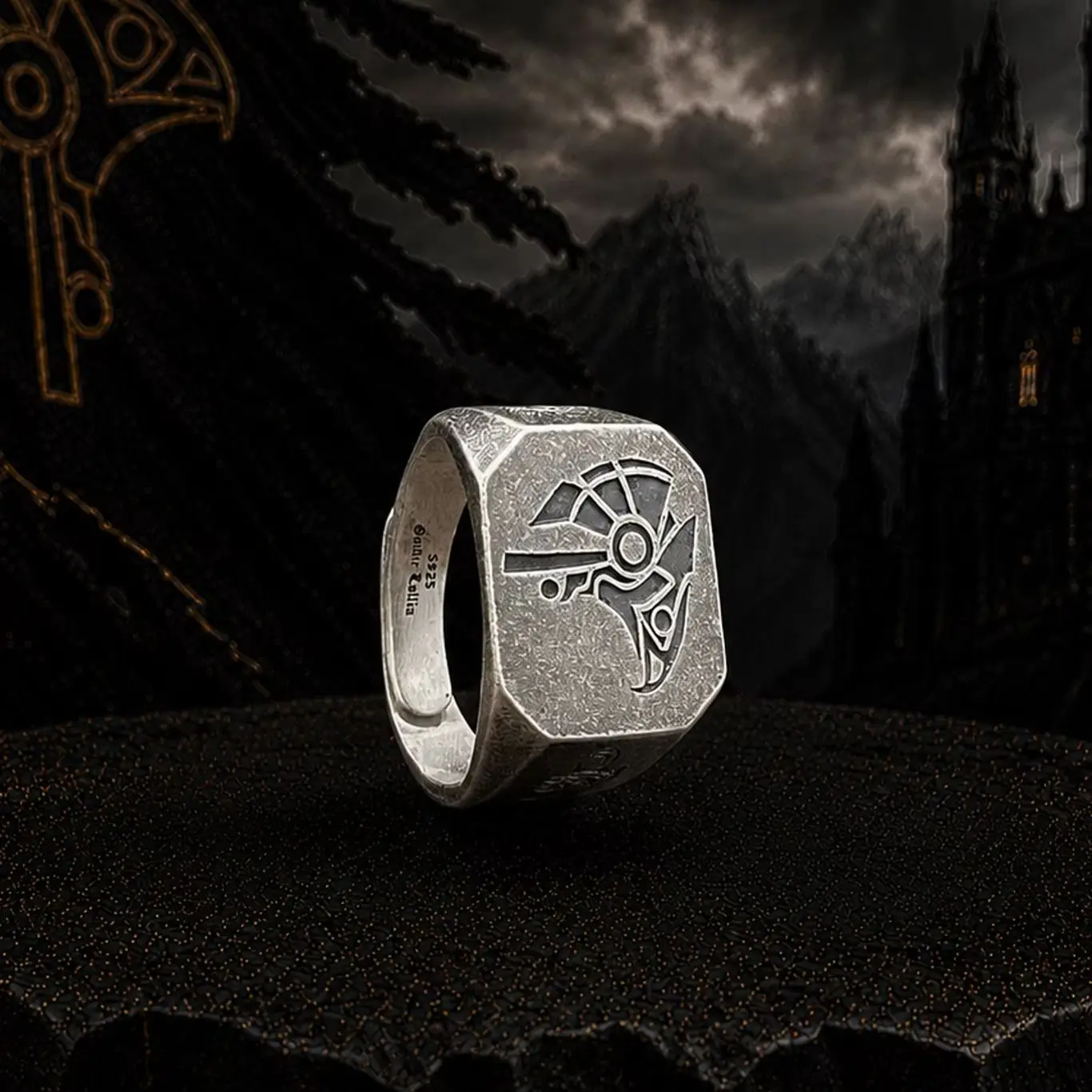 Men 925 Sterling Silver Eye of Horus Ring Vintage Egyptian Mythology Adjustable Fashion Ring Cocktail Party Jewelry Gift