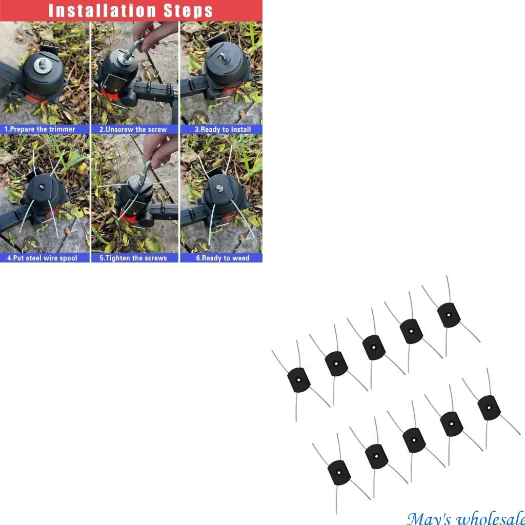 

10PCS Heavy Duty Grass Trimmer Heads Steel Wire Whacker Replacement Compatibles with Electric Brush Cutters 448A