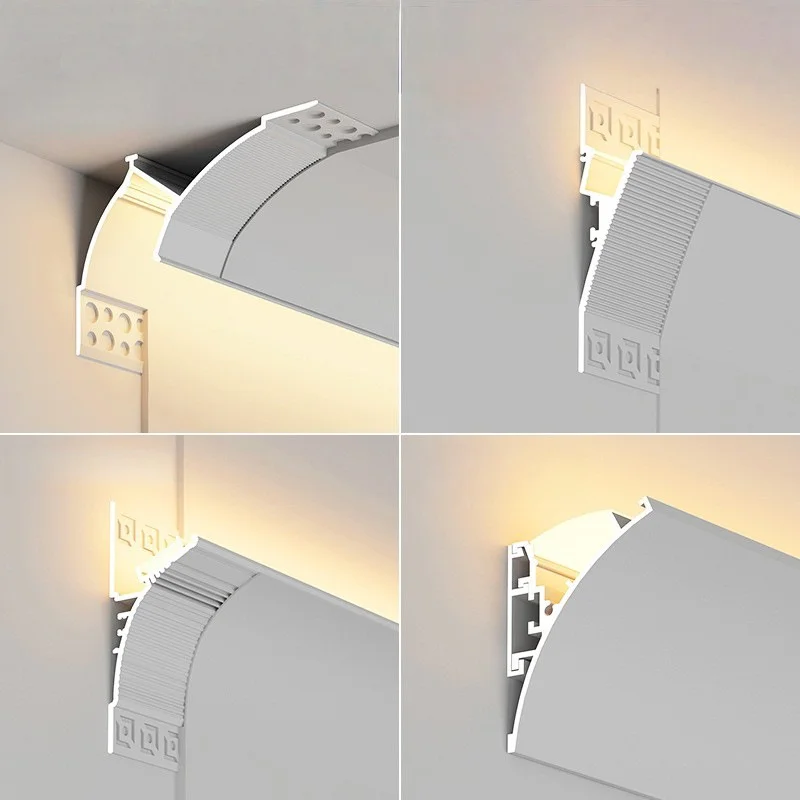 1M Taille Muur Wasmachine Onzichtbaar Plafond Led Aluminium Profiel Frameloze Gips Kanaal Top Hoek Lijn Home Decor Strip Licht