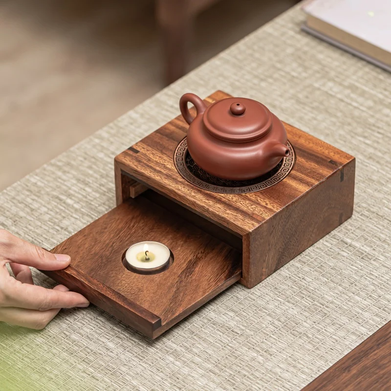 Solid Wood Tea Pot Insulation Stand for Brewing Herbal Tea Outdoor Restaurant with Fireplace for Steaming Tea and Heat Retention