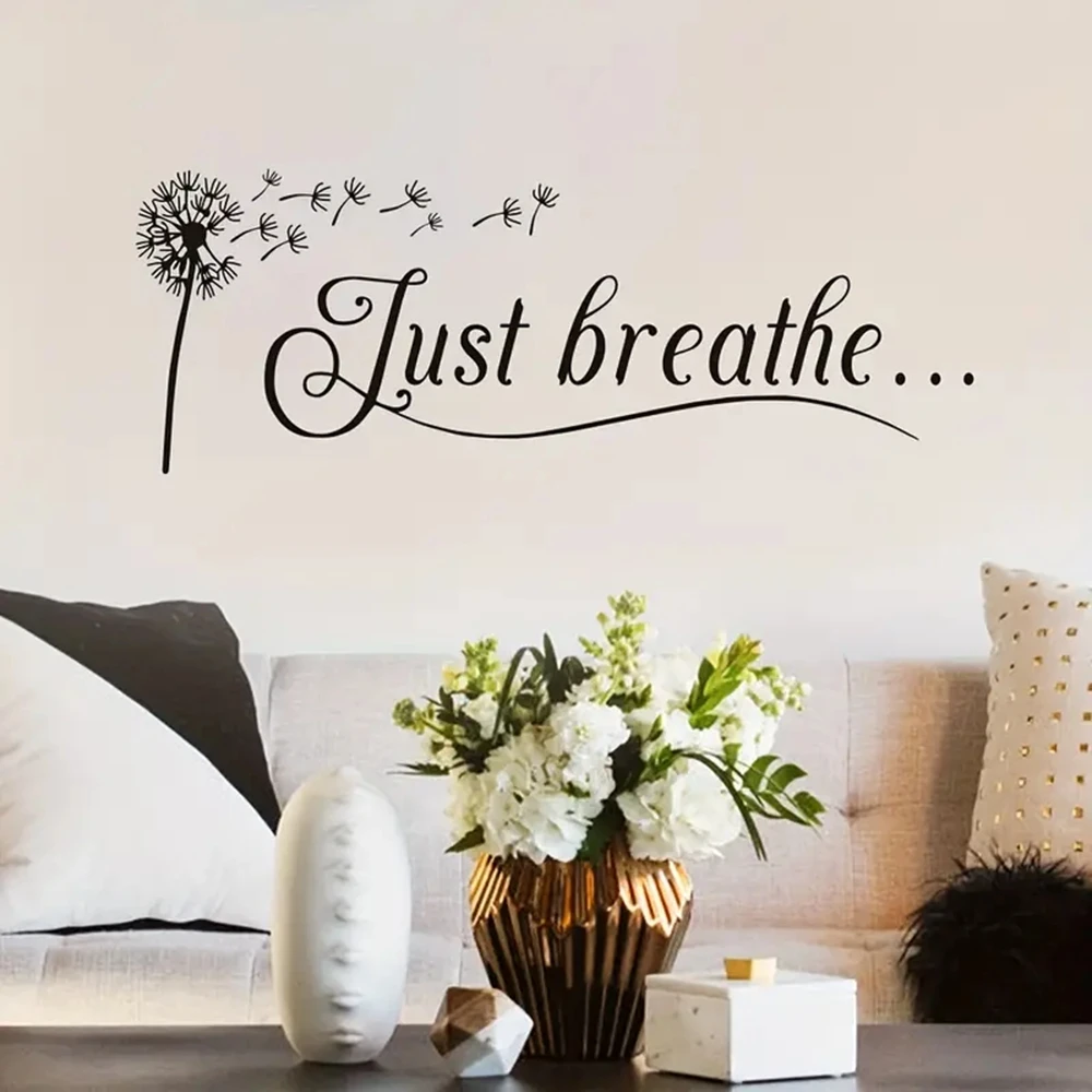 1 pc nice dandelion just breathe Wall Sticker Removable waterproof Wall Stickers Diy Wallpaper For Living Room Kids Room