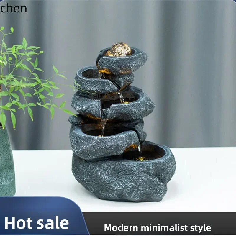 Creative Rockery Fountain Desktop Water Flow Ornament Circulating Water High-end Wealth Feng Shui Wheel Decoration