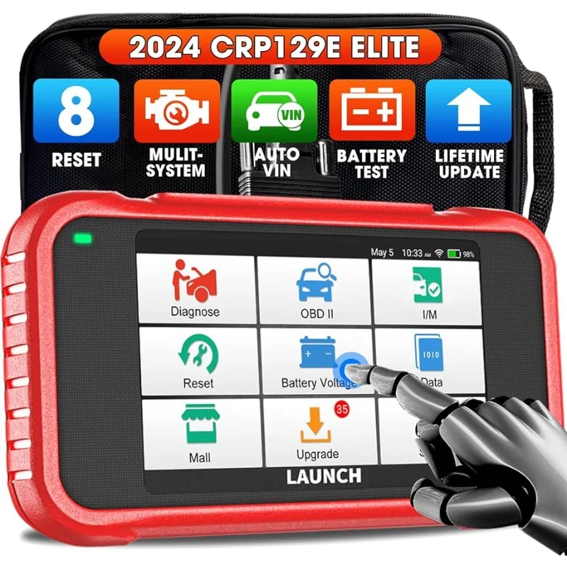 

LAUNCH CRP129E Elite 2024 OBD2 Scanner, 8 Reset Oil/EPB/TPMS/SAS/BMS/Throttle/DPF Reset