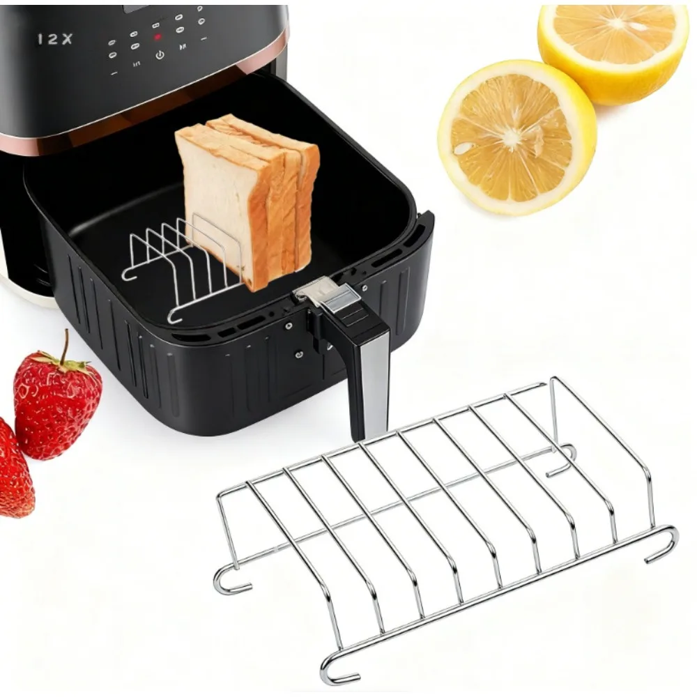 2Pcs Stainless Steel Toast Rack 8 Slots Bread Holder for Toast Slices, Breakfast Bread Display Stand for Kitchen Bakery