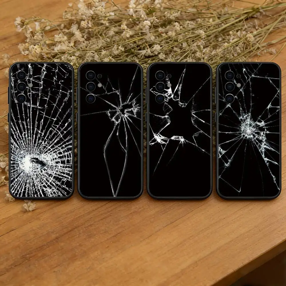 

Broken Phone Case Black Silicone Soft For Samsung S25,S24,S21,S22,S23,S30,Ultra,S20,Plus,Fe,Lite
