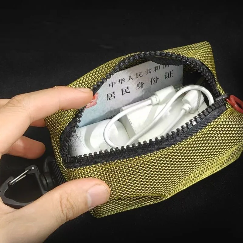 Oxford Cloth Earphone Bag Cigarette Case Bag Shoulder Strap Accessory Zipper Key Coin Purse Portable Triangle Buckle Hanging Bag