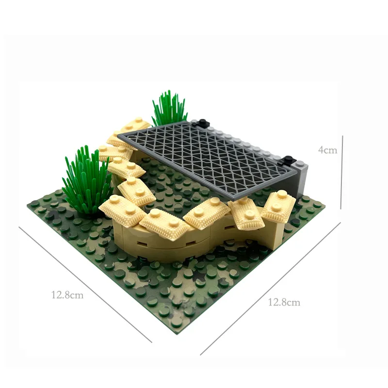 MOC Military WW2 Building Block Desert Jungle Weapon Trench Camp Command Battalion Cannon Sandbag DIY Accessories Toys