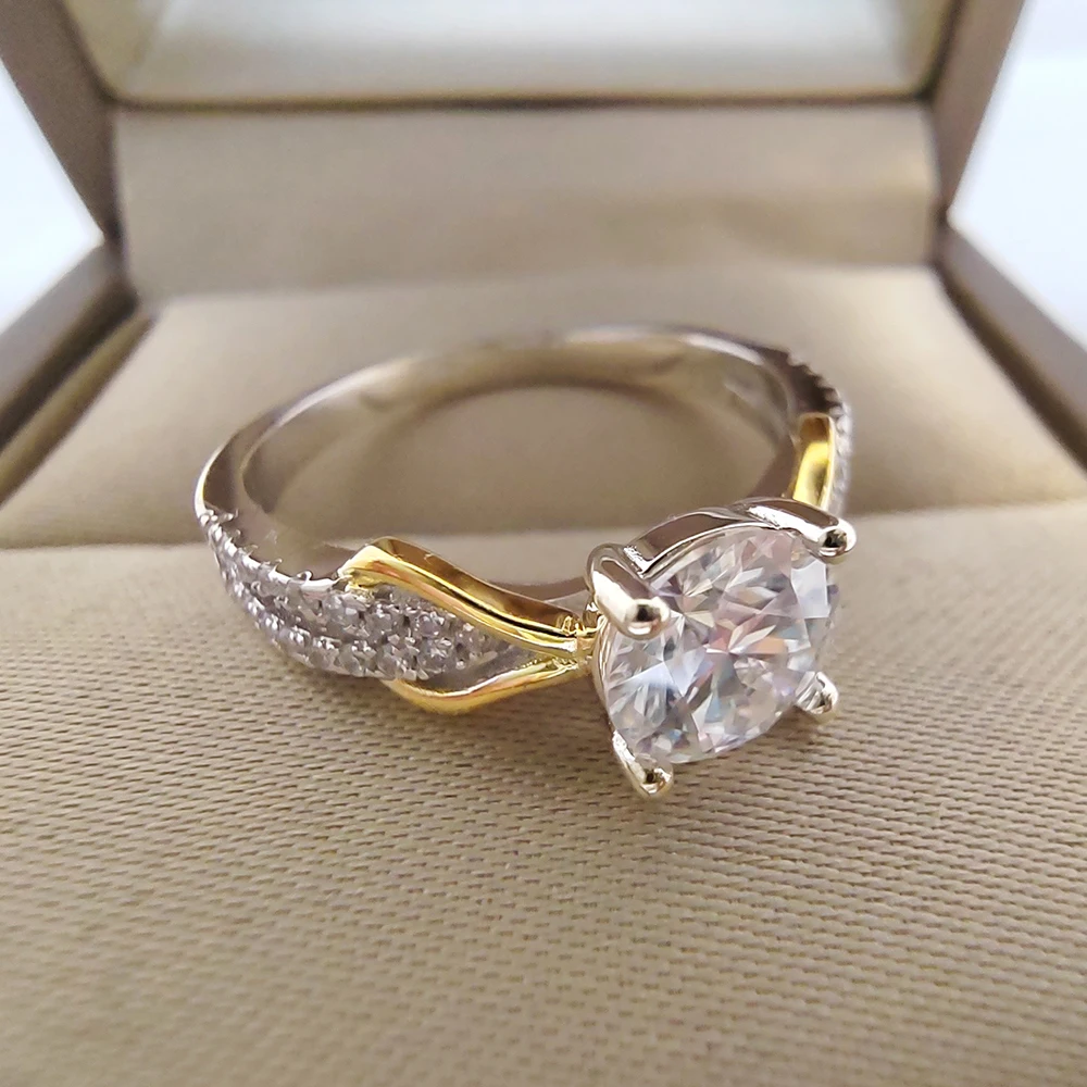 Luomansi D VVS Moissanite Silver Ring 1 Carat 6.5MM with Certificate 100% - S925 Fine Women Jewelry Anniversary Gift