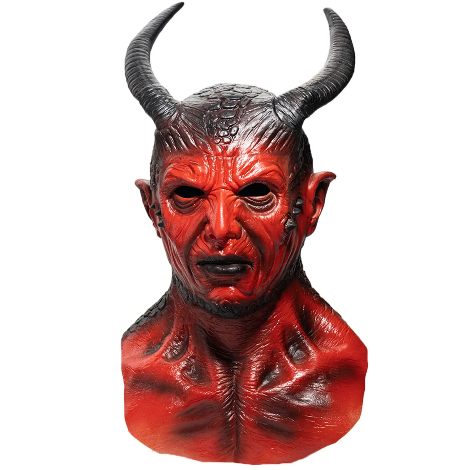 Scary Halloween Mask Demon Latex Mask Devil Realistic Mask for Adult Horror Devil Horn Prank Spooky Present Halloween Gift