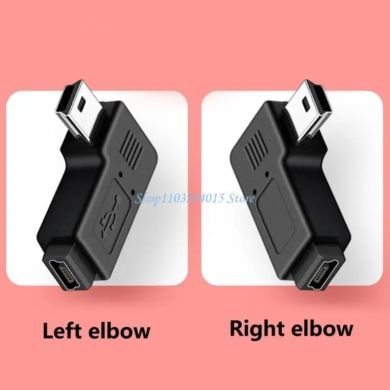 R6FF 90 graus esquerdo e reto angular Mini USB 5pin Male para feminino adaptador extensão feminina