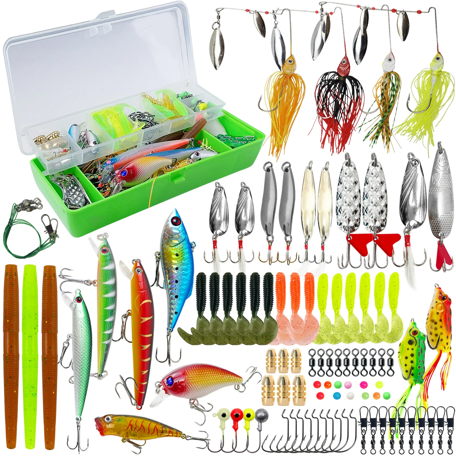 

Бесплатная доставка FISHER, 114 шт./лот, комплект рыболовных приманок, аксессуары для приманок, мягкие джиг-крючки для приманок, грузила для рыбалки, коробка для снастей для морской рыбалки