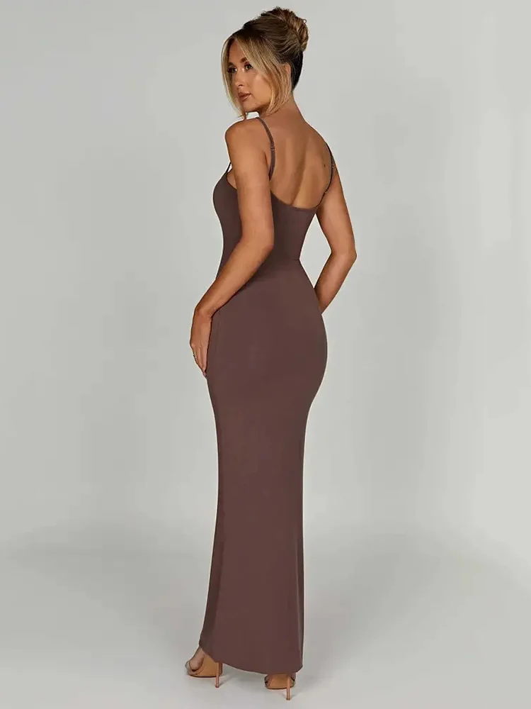 Articat Sexy Spaghetti Strap Backless Bodycon Women Maxi Dress Slim Elegant Party Club Female Vesidos Solid Street Evening Dress