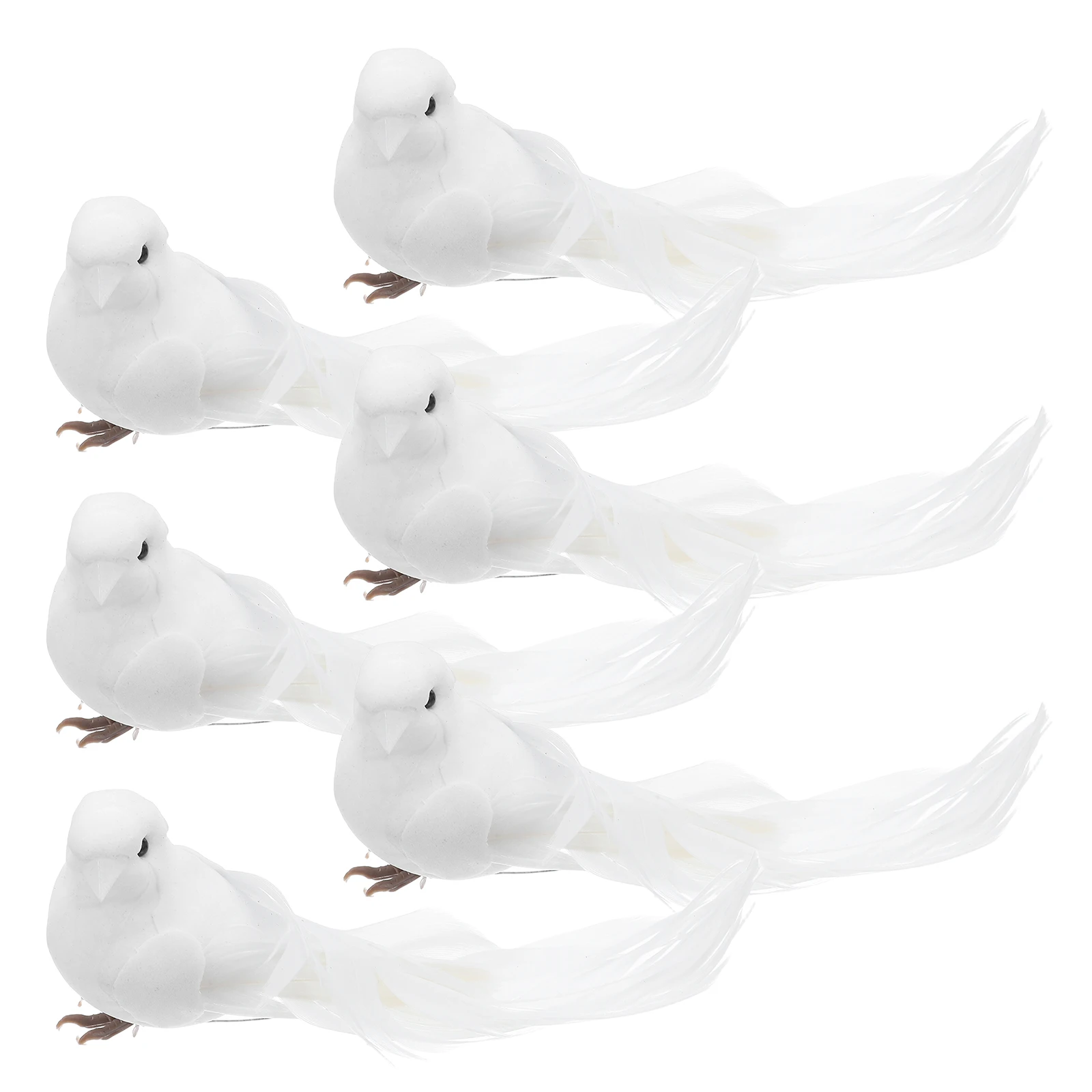 

6Pcs Artificial White Doves Realistic Pigeon Ornaments for Wedding Christmas Tree Wreath Decorative Craft Artificial Pigeons