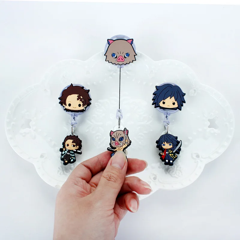 Cute Cartoon Funny For ID Card Holder Scalable Toggle Clip Employee Card Doctor Nurse Chest Card Student Bus Card Holder