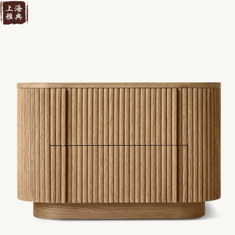 American solid wood retro wind bedside table double pumping solid wood locker bedroom storage cabinet French simple bedside cabi