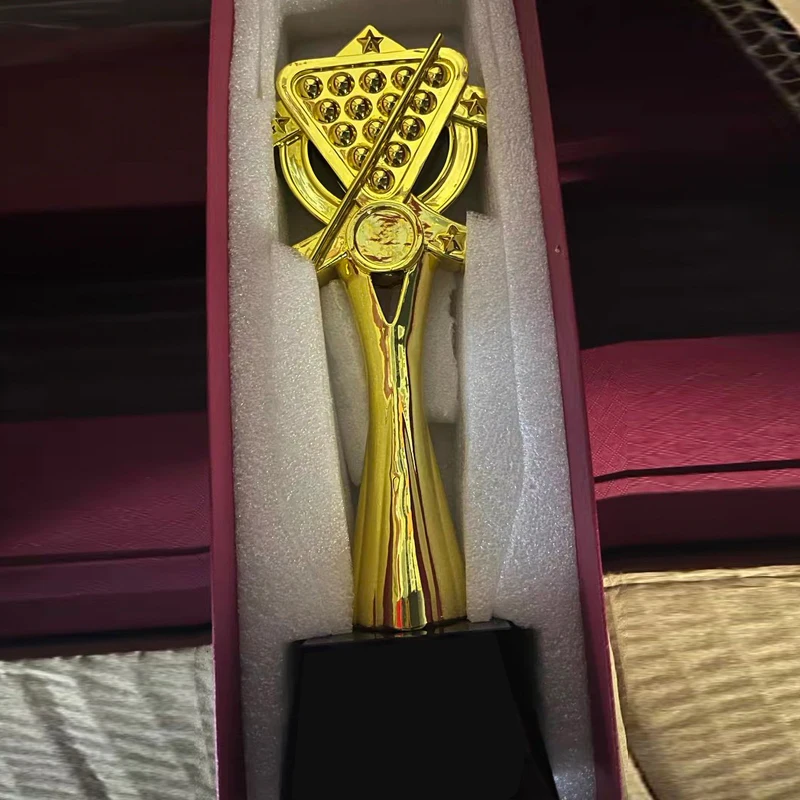 Customized Resin Trophy, Gold, Silver, Copper, Annual Meeting Celebration Excellent Billiards Sports Souvenir, Crystal Base, 1Pc