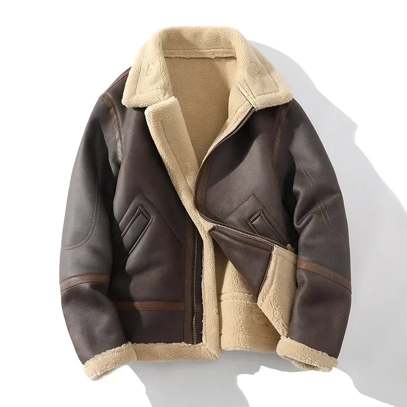 2025 Autumn Winter Men's Leather Jacket High-end Brand Plus Velvet Thickening Street Fashion Large Size Khaki Man PU Coats 5XL