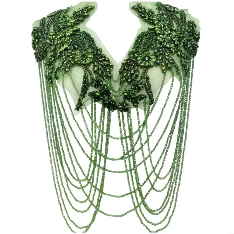 

Rhinestones Fringe Applique Embroidered Beaded Sequins Sewing on Fabric Patches For Wedding Dress Evening Gown Costumes