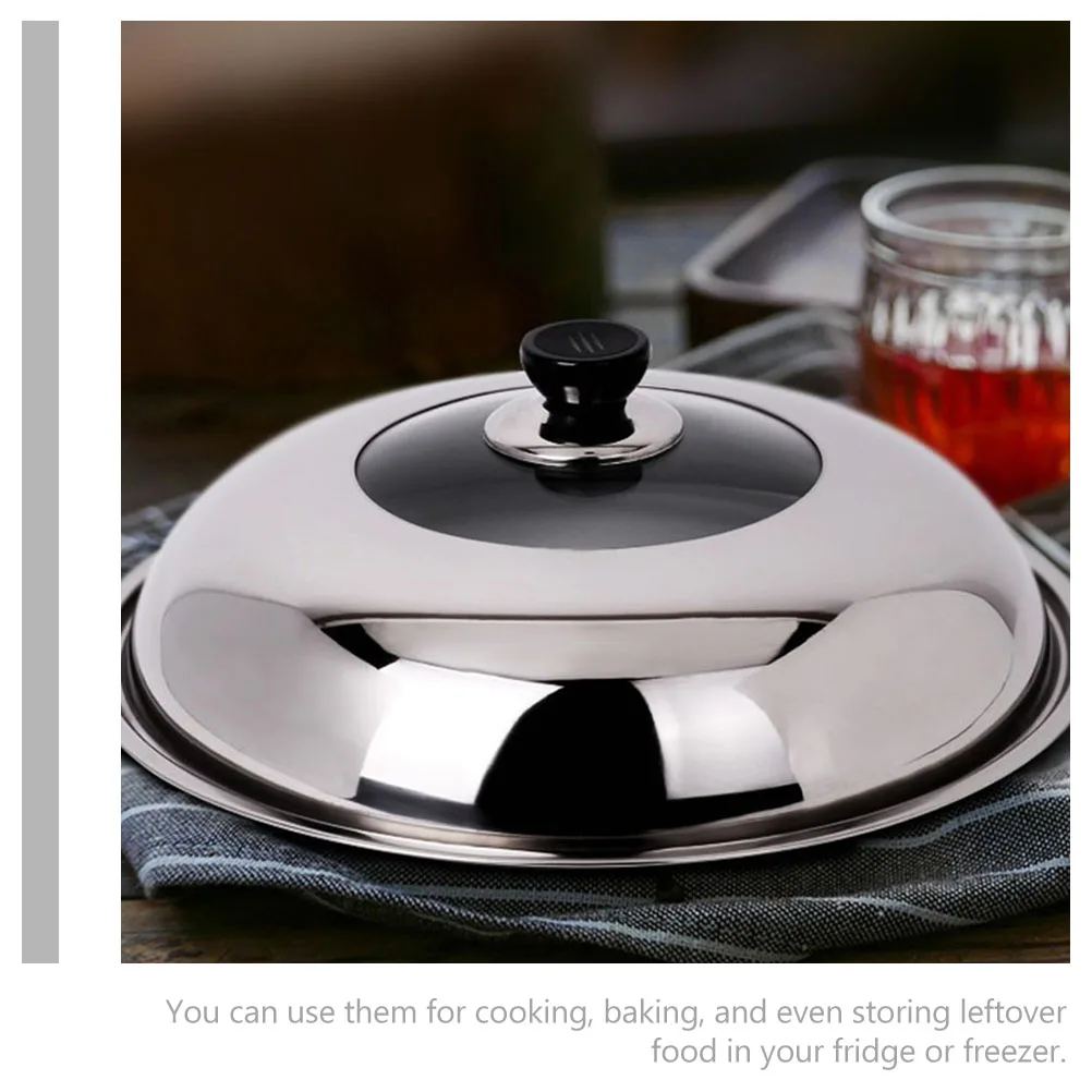 

Transparent Glass Stainless Steel Lid Universal Pans Frying Pan Cover Spill Proof Heat Resistant Visual Cooking