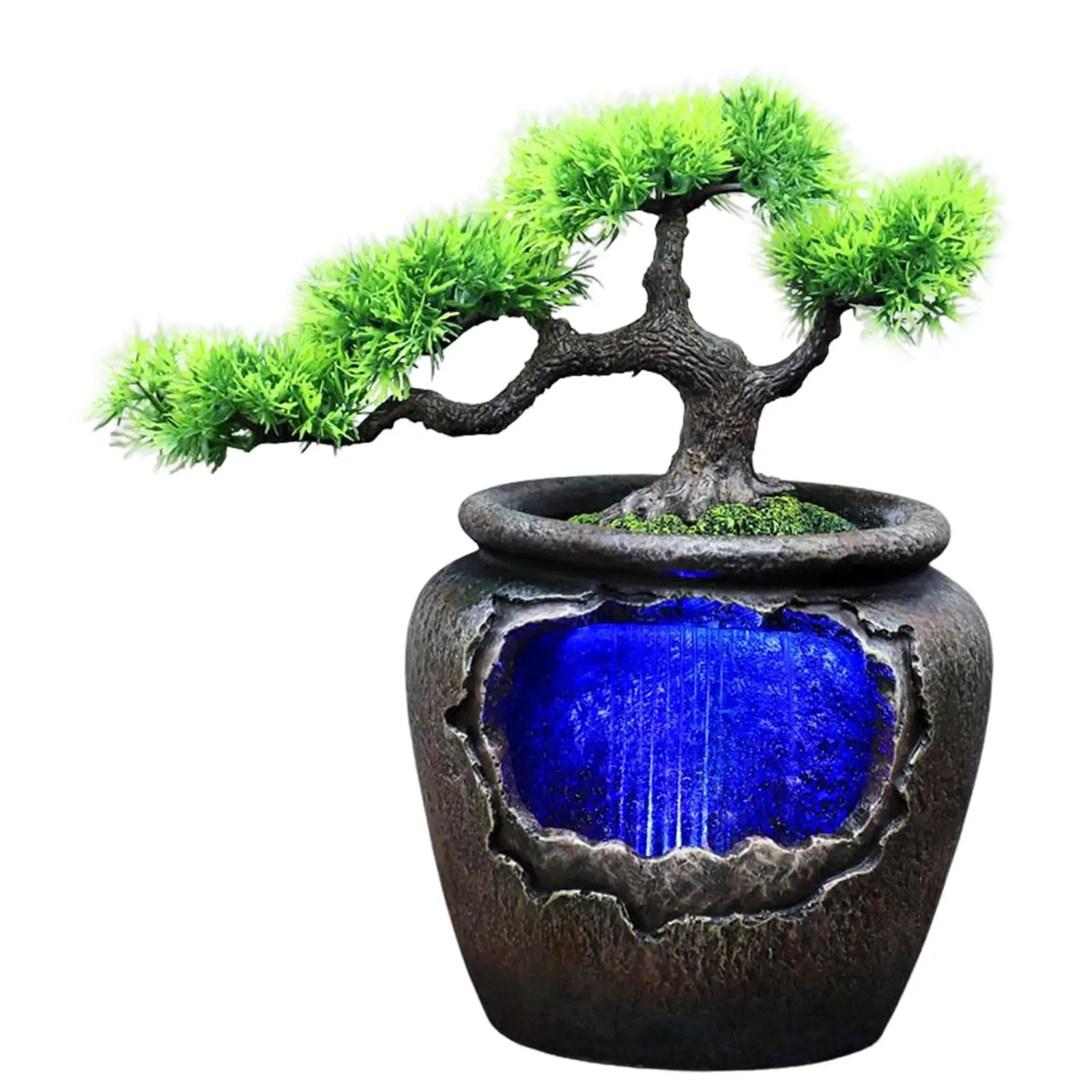 Desktop Water Fountain Flower Pot Waterfalls Decorations 7 Color LED Light 220 V for Bedroom Relaxing Water Sound Zen Meditation