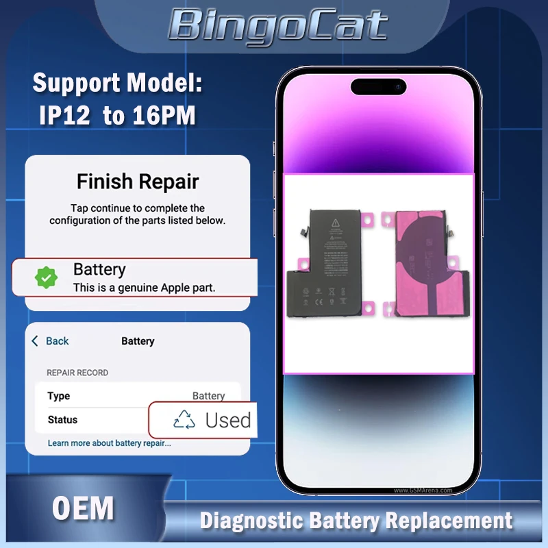 

Для iPhone 12, 13, 14, 15, диагностический аккумулятор, стандартная емкость премиум-класса, 0 циклов, прочный, без всплывающего, 100% стабильный, для здоровья на IOS 18 и 26