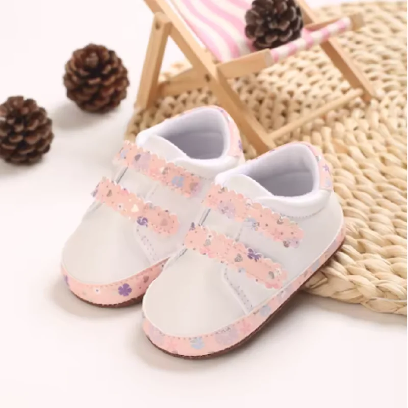 Fashionable Baby Sneakers Soft Anti‑slip Sole Toddler First Walker Shoes Double Magic Tape Breathable Cute Infant Crib