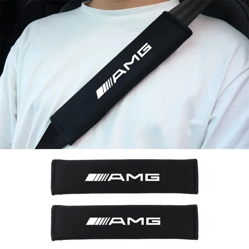 2Pcs Seat Belt Cover Car Styling Cotton Safety Shoulder Protector For Mercedes Benz AMG GLE GLS CLS GLC CLA GLA Auto Accessories