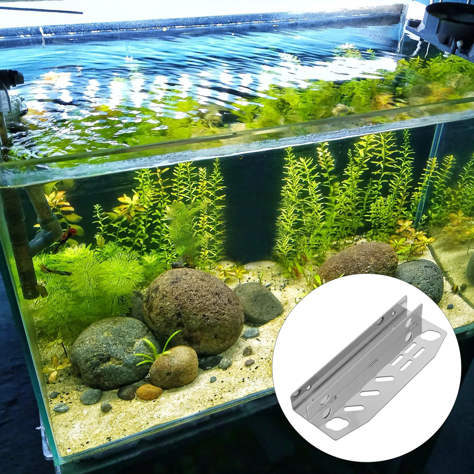 Aquarium Equipment Organizer Rack Stainless Steel Fish Tank Tools Set Aquatic Planting Cleaning Tools Holder for Home Office Use