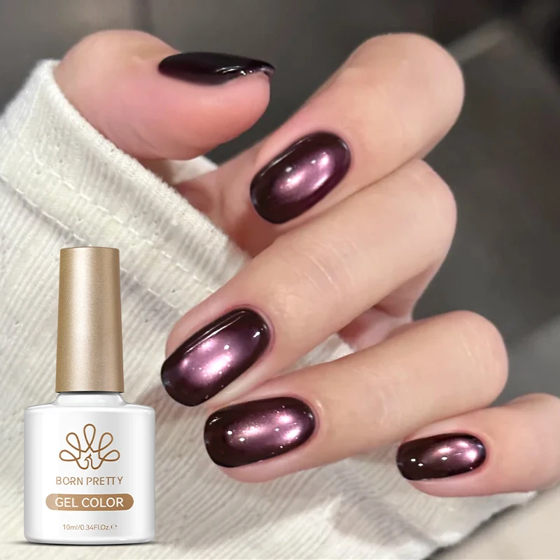 BORN PRETTY 10ml Farbiger Katzen-Magnet-Gel-Nagellack Herbst Dunkelblau Burgunderrot Rosa Magnet Soak-Off UV-Gel Nagelkunstlack – Detail 6