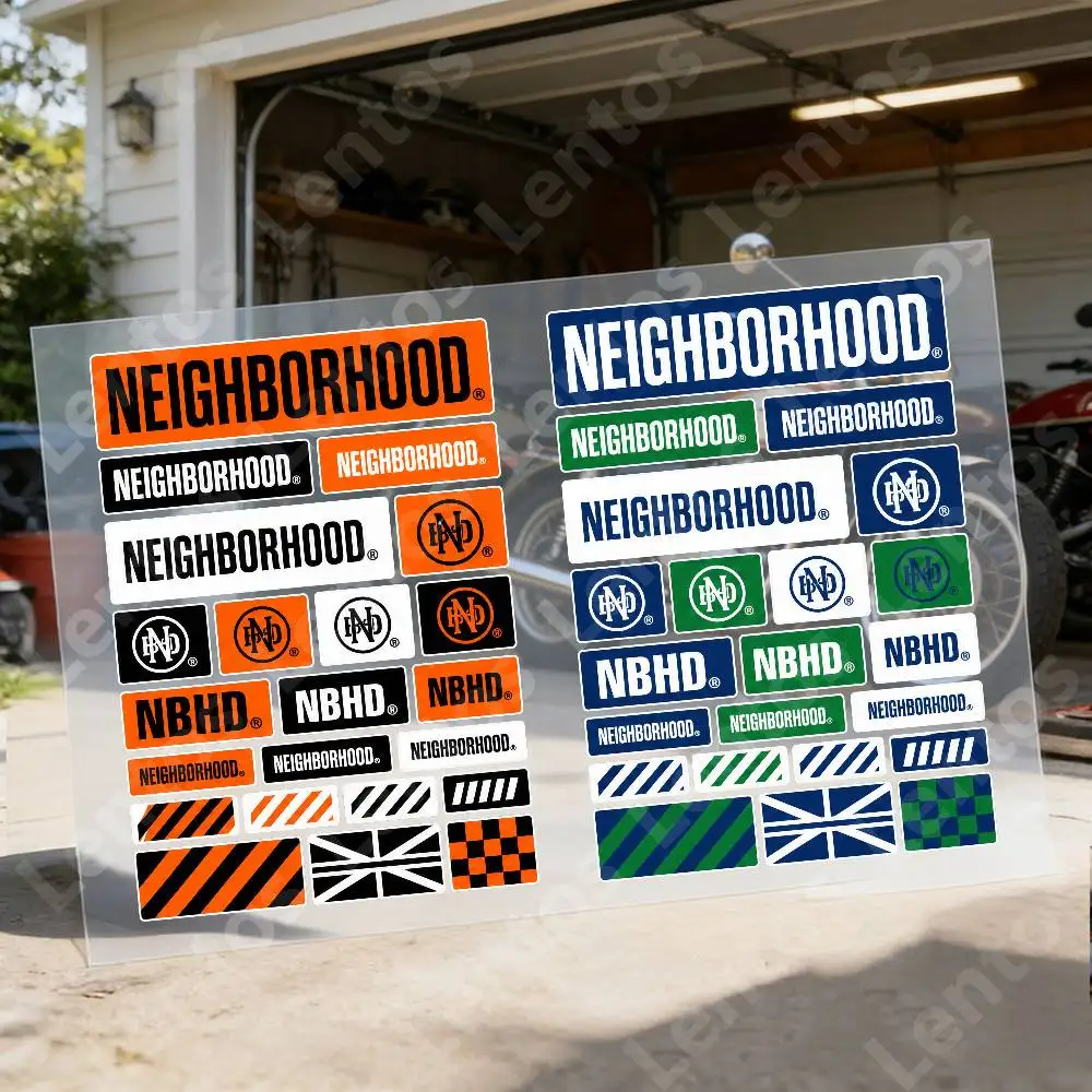 N-neigh-bor-hood Motorcycle Reflective Stickers Waterproof Decals For Helmet Scooter Fuel Tank Toolbox Racing