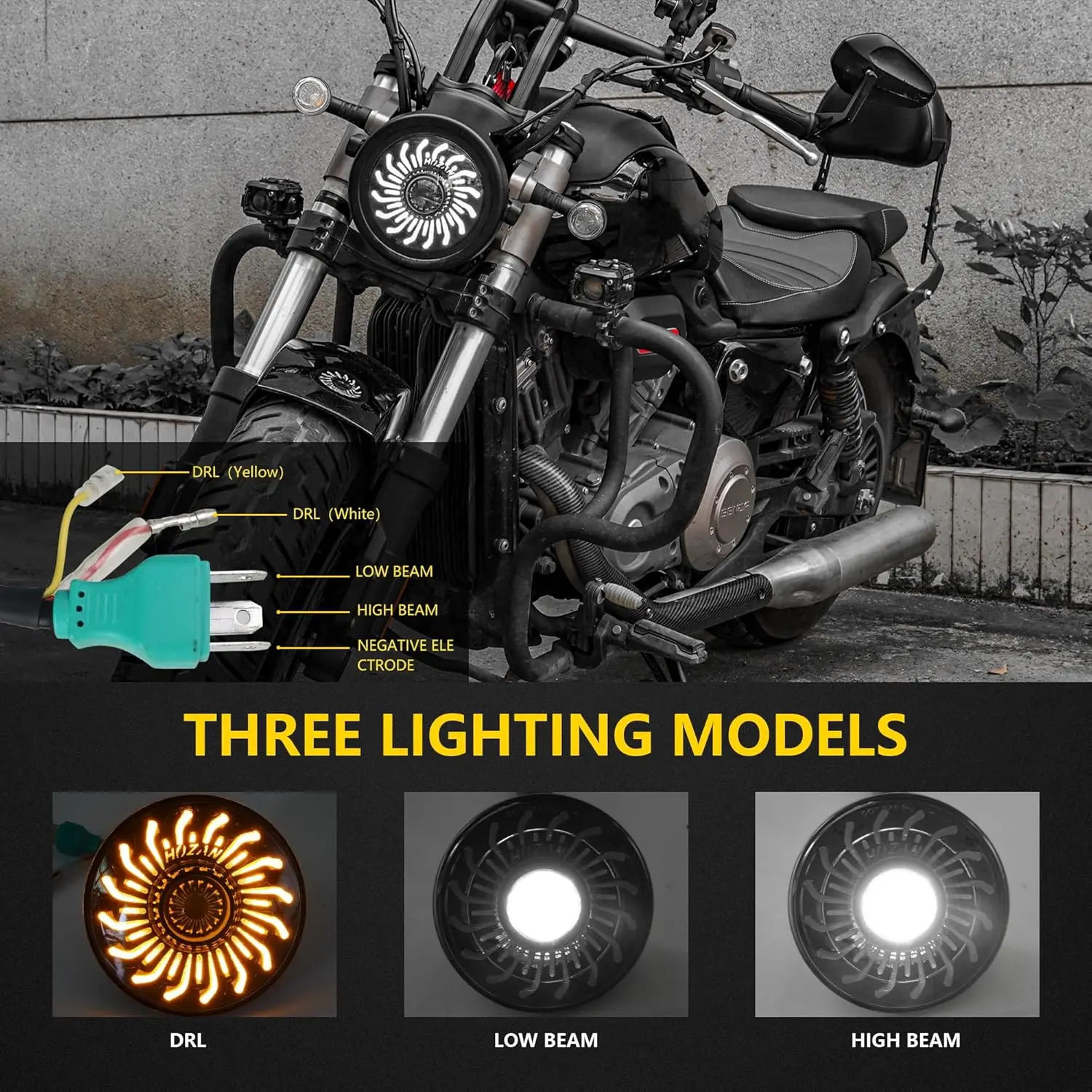 

5.75 inches led lights 60w motorcycle light assembly motorcycle hot sale Cool chrysanthemum petal LED dynamic DOT waterproof