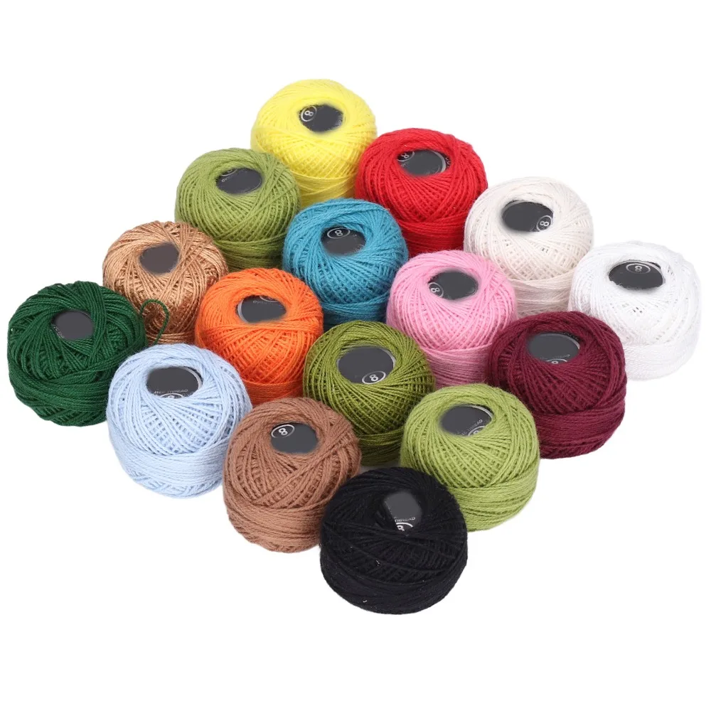 

16pcs Durable Multi-Colors Crochet Thread Rich Bright Color High Luster Crochet Cotton Natural Jute Twine Rolls Present Wrapping