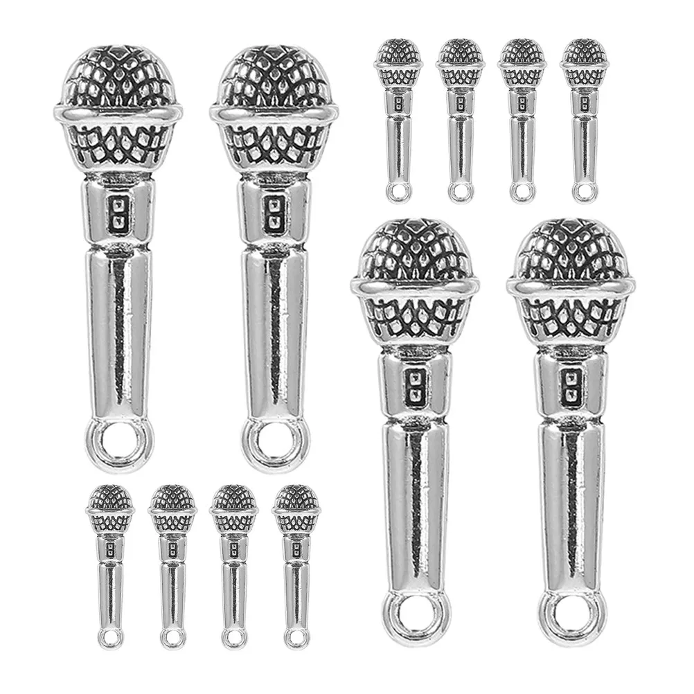 

30 шт. музыкальных подвесок-микрофонов из серебряного сплава, миниатюрные шармы для изготовления ювелирных изделий своими руками: ожерелий, браслетов, брелоков, поделок