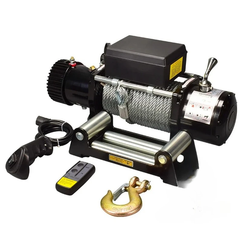 12V/24V 2000-12000lb Electric Traction Device, Wireless & Manual Control Rope Pulling Equipment
